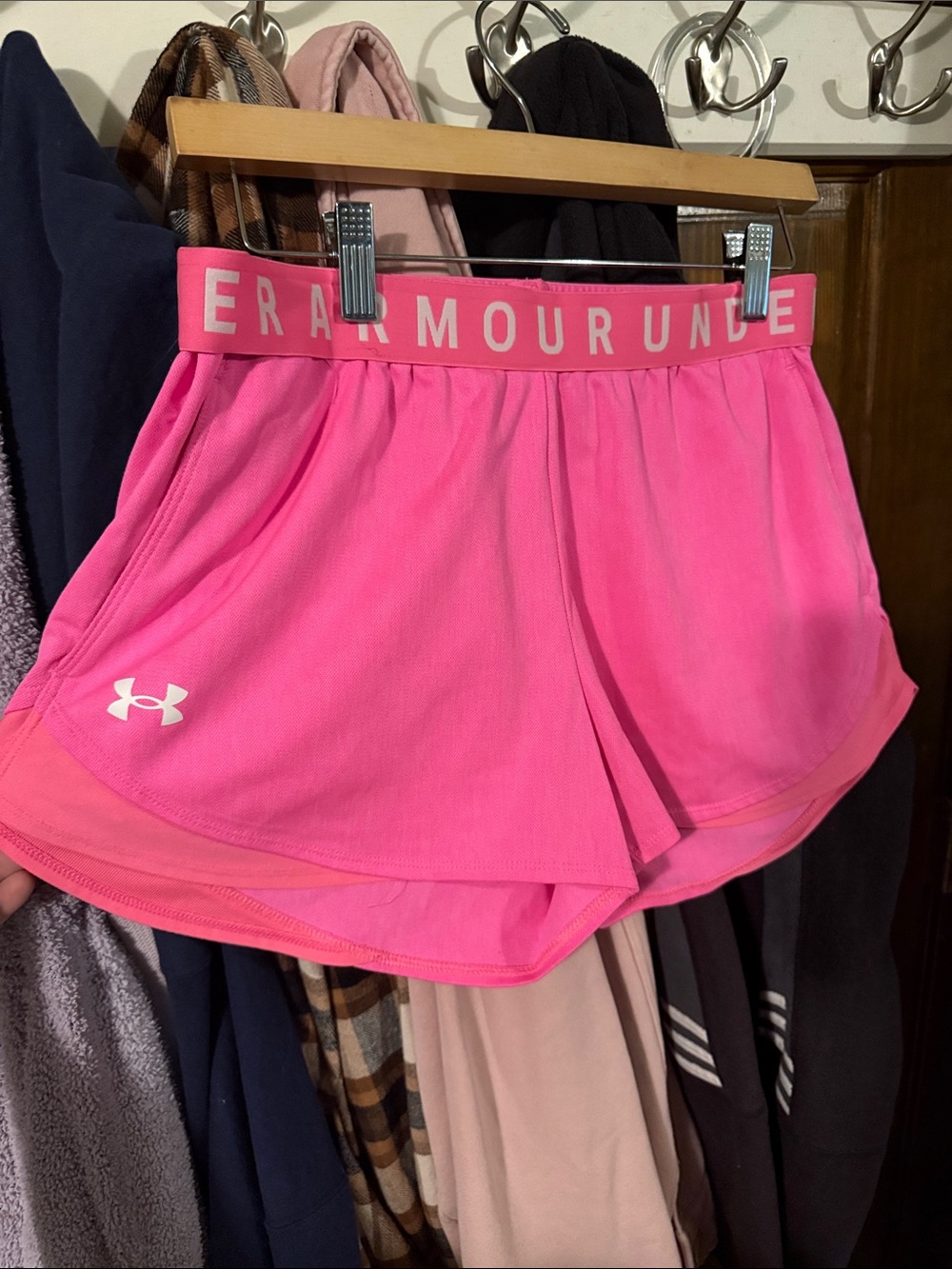 Under Armour Hot Pink Women's Athletic Shorts with Logo Waistband